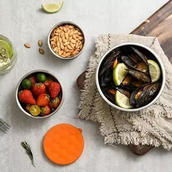 Коробка для закусок из нержавеющей стали с силиконовой крышкой, герметичные небольшие контейнеры для еды, многоразовая металлическая коробка для завтрака, штабелируемая коробка для хранения овощей и фруктов для детей и школ S