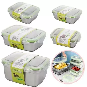 Коробка для завтрака из нержавеющей стали с герметичным фруктом, корейская, герметичная, для хранения свежих продуктов, холодильник с морозильной камерой, пищевая коробка для домашнего офиса