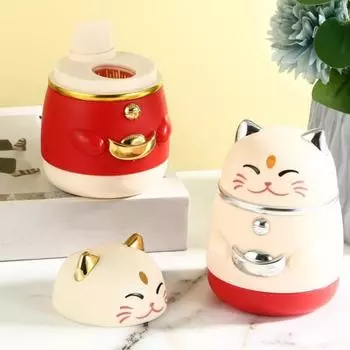 Коробка для зубочисток Lucky Cat Форма Pree Тип Автоматический всплывающий дом Гостиная Столовая Диспенсер для зубочисток Держатель для хранения зубочисток Контейнер серебряный