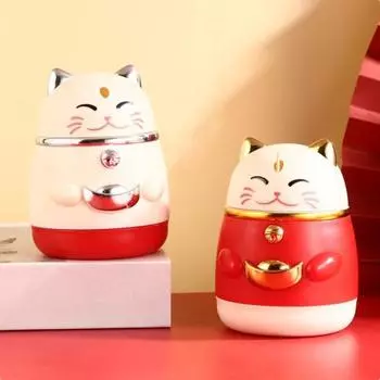Коробка для зубочисток Lucky Cat Форма Pree Тип Автоматический всплывающий дом Гостиная Столовая Диспенсер для зубочисток Держатель для хранения зубочисток Контейнер серебряный