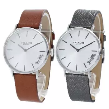 КОРОБКА ДЛЯ ХРАНЕНИЯ Парные часы Perry Matching Same Size Simple Slim Leather Brown Metallic Gray 1450312014503155 Часы [Coach] [Товар]