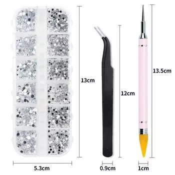 Коробка из 12 лент, новые стразы для ногтей разных размеров, 3D кристалл AB стекло, набор украшений для дизайна ногтей «сделай сам», драгоценный камень с 3D блестками, красота ногтей