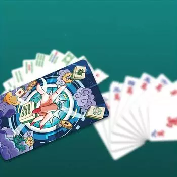 Коробка из 144 игральных карт для маджонга и набора из 50 предметов игрового реквизита, мини-бумажных плиток для маджонга, портативного домашнего бесшумного бумажного набора для маджонга 2pcs