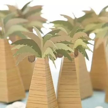 Коробка конфет из 50 штук, идеально подходит для тропических летних вечеринок, дней рождения и девичников с кокосовой пальмой в гавайском стиле, в комплект входят украшения для торта, летние украшения зелёный