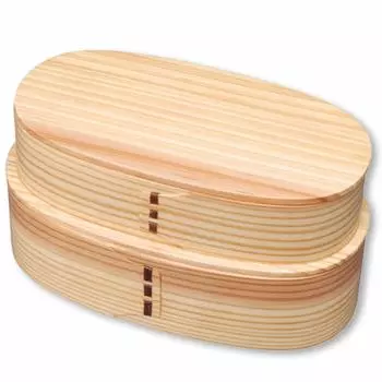 Коробка Nagao Bento овальной формы, 2-х ярусная, натуральный цвет, без разделителей FH02W