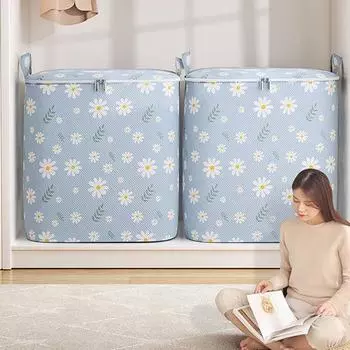 Коробка-органайзер для одежды 100/140/180 л, большая вместимость, корзины для одеял с ромашками, складные штабелируемые для одеял, одеял, постельных принадлежностей