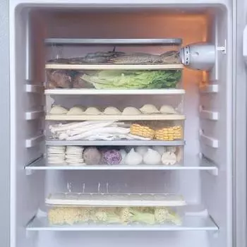 Коробка-органайзер, прозрачный холодильник большой емкости для хранения пельменей, ящик для хранения еды, домашняя кухня S серый