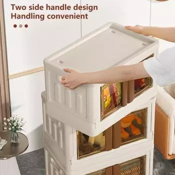 Коробка-органайзер с ручкой для хранения товаров для дома, прочная складная крышка для хранения на литр коричневый