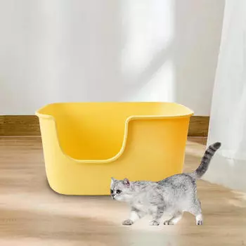 Коробки для кошачьего туалета с высокими стенками, большая раковина, горшок для котят с легкой чисткой клеткой, жёлтый