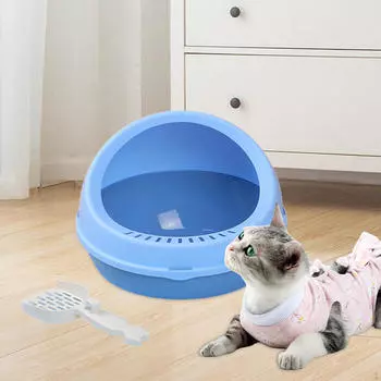 Коробки для кошачьего туалета, закрытый поддон для туалета, лоток для котят для маленьких и средних размеров синий
