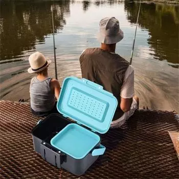 Коробки для рыболовных снастей Чехол для живой наживки Контейнер для приманок Контейнер для червей Чехол для приманки Коробка для рыболовной наживки синий/чёрный