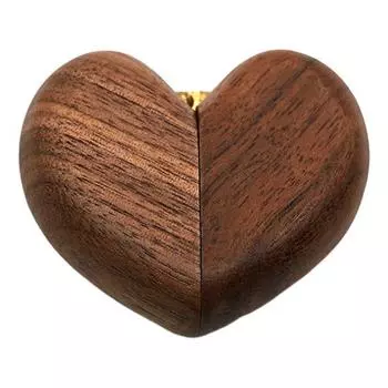 Коробочка для кольца в форме сердца Компактный размер Портативный Ретро стиль Деревянный Держатель для обручального кольца для предложения Организатор для ювелирных изделий эбеновый