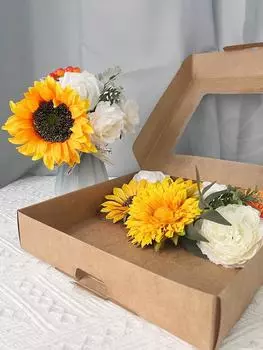 Коробочный набор с искусственными цветами DIY Букеты Комбинированные искусственные цветы с листьями и стеблями для свадьбы Свадебный домашний декор Цветочные композиции ручной работы синий