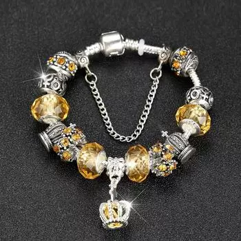 Король Королева Принцесса Корона Шарм Браслет Ювелирные Изделия Змеиная Цепочка Браслеты из Бисера для Женщин Летний Романтический Подарок Модные Аксессуары Браслет 20cm белый