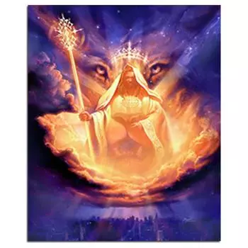 Король Лев 5D DIY Алмазная картина Фэнтези Полная круглая алмазная вышивка 20X30CM