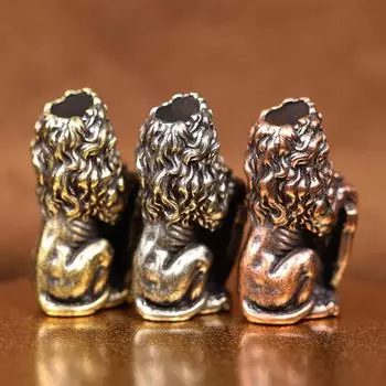 Король Лев держит фигурку совы в виде щита, латунный нож, бусины, EDC, уличный, DIY, тканый браслет из паракорда, ремешок, подвеска, аксессуары для инструментов