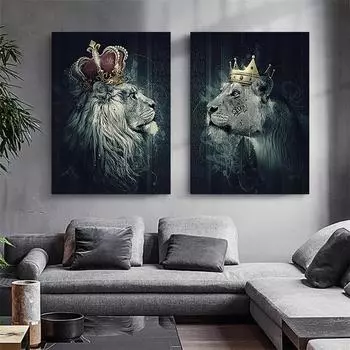 Король Лев Плакаты и принты Современная дикая природа Холст Картина Настенные картины для гостиной Украшения дома 21x30cm No Framed