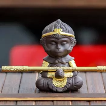 Король обезьян, китайский чай, набор украшений для домашних животных, украшение для домашнего чайного подноса, чайный поднос, статуя Сунь Укуна, скульптуры 4.6x6.5cm