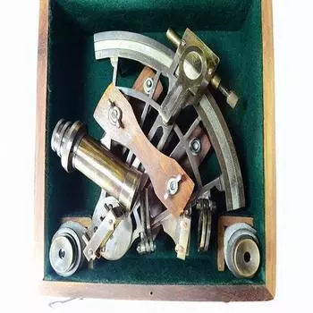 Королевский ремесленный винтажный огромный тяжелый секстант, морская гравировка с телескопом, антикварный винтажный секстант с деревянной коробкой ручной работы, подарок для него