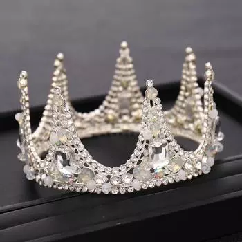 Корона невесты серебряного цвета, головной убор ручной работы, стразы, жемчуг, хрустальная корона, свадебные аксессуары для волос, корона принцессы, аксессуары