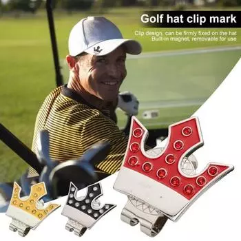 Корона со стразами, маркер для мяча для гольфа, магнитный зажим для шляпы, мужские и женские шляпы для гольфистов, брюки, сумки, козырьки, ремни, металлический зажим, аксессуары для гольфа, подарок для энтузиастов красный