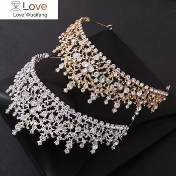 Корона в стиле барокко со стразами золотого/серебряного цвета, тиара для женщин и девочек, свадебный ободок для волос, аксессуары для волос Jl 15*6.3CM