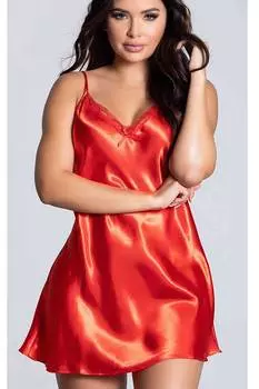 Короткая атласная ночная рубашка Merry See, красная