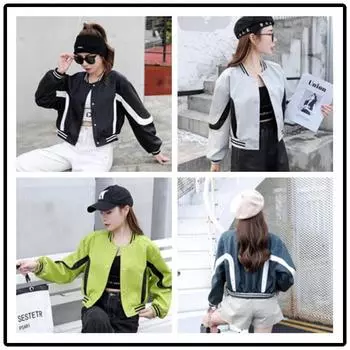 Короткая бейсбольная куртка для женщин на осень, высококачественный дизайн, контрастные кожаные рукава, американская ретро-короткая куртка с длинными рукавами S