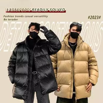 Короткая блестящая куртка-пуховик для мужчин и женщин, утолщенное белое утиное пуховое пальто свободного покроя для пары, новая зимняя одежда M