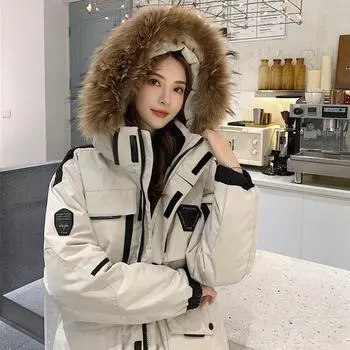 Короткая большая гусиная пуховая куртка Мужские средние и длинные толстые пальто Инструменты S