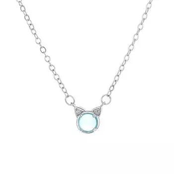 Короткая цепочка на шею с котом и бриллиантами, ожерелье в виде котенка, женская индивидуальность, модная литературная и милая голубая цепочка на ключицу с котом и стразами