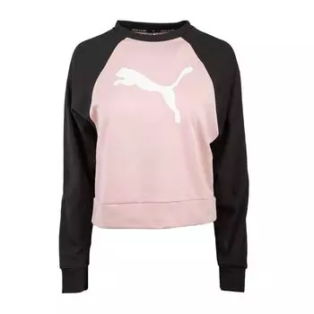 Короткая черная хлопковая толстовка с круглым вырезом MODERN SPORTS CREW Женское PUMA