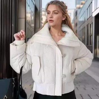 Короткая хлопковая куртка с длинными рукавами для женщин зимой, ретро-американский дизайн, сохраняющий тепло, свободная толстая хлопковая куртка для женщин M розовый