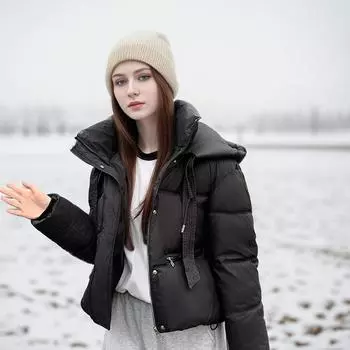 Короткая хлопковая одежда женская зимняя маленькая модная темпераментная повседневная маленькая иностранная одежда в утолщенном стиле S белый