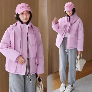 Короткая хлопковая утепленная одежда для женщин, зимняя, новая, свободная и универсальная, модная куртка из хлопка-пуховика M белый