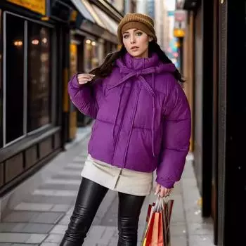 Короткая корейская версия с капюшоном из хлопка, женская зимняя новая однотонная одежда небольшого размера высокого класса, куртка с хлопковой подкладкой M