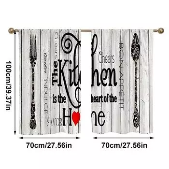 Короткая кухонная занавеска из 2 панелей - вышитый стиль кафе для уединения, легко чистится, моющиеся кухонные занавески 2PCS