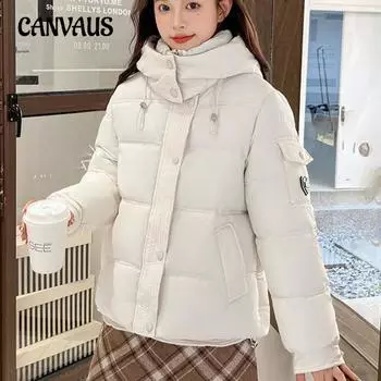 Короткая куртка из хлопка больших размеров для женщин, зимняя, утепленная, с капюшоном, модная, свободная, теплая, хлопковая куртка, одежда для хлеба M чёрный