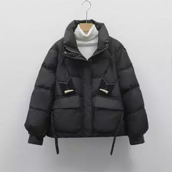 Короткая куртка из перьев, маленькая куртка, новый дизайн, утолщенная теплая куртка-пуховик для женщин S белый