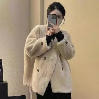 Короткая куртка Mao Mao для женщин, осень-зима 2024, новый дизайн, нишевый, утолщенный, свободный, маленький, мужской, ароматный, смысл 40/45kg/S