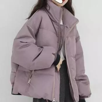 Короткая куртка-пуховик для женщин и невысоких мужчин 2024 года, новая зимняя корейская версия, свободная утолщенная белая куртка из утиного пуха фиолетового цвета S фиолетовый