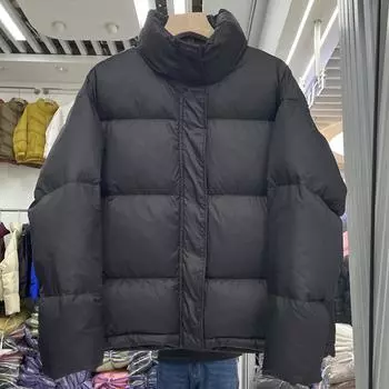 Короткая куртка-пуховик для женщин и невысоких мужчин 2024 года, новая зимняя корейская версия, универсальная утолщенная свободная куртка из белого утиного пуха one size fits all розовый