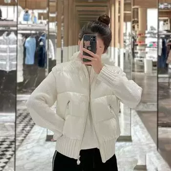 Короткая куртка-пуховик для женщин, модный и стильный зимний стиль, новый высококачественный утолщенный дизайн куртки-хлеба S белый