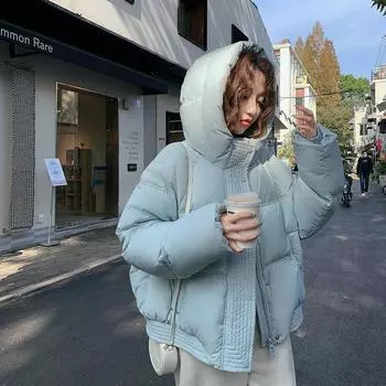 Короткая куртка-пуховик для женщин, модный и стильный зимний стиль, новый высококачественный утолщенный дизайн куртки-хлеба S чёрный