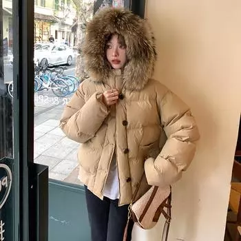 Короткая куртка-пуховик для женщин, модный и стильный зимний стиль, новый высококачественный утолщенный дизайн куртки-хлеба S