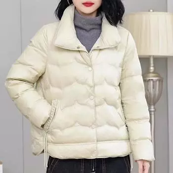 Короткая куртка-пуховик для женщин, новая зимняя женская одежда в японском и корейском стиле, свободная, большого размера, белый утиный пух, женская, высокого класса M