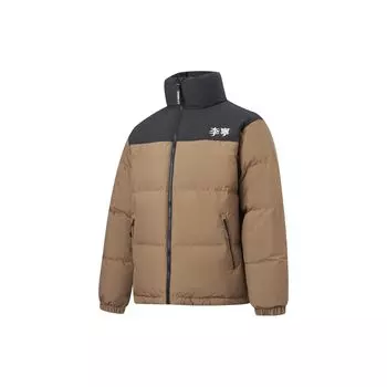 Короткая куртка-пуховик Li Ning Color Block с воротником-стойкой, унисекс, куртка Ice-Tea AYMT293-9
