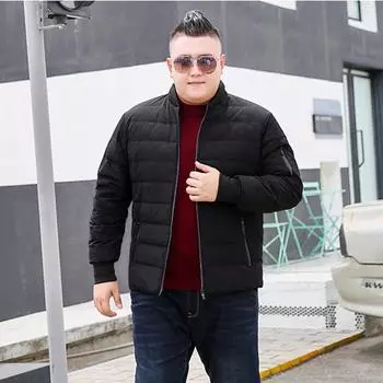Короткая куртка-пуховик на осень и зиму, модная мужская куртка из хлопка больших размеров с воротником-стойкой, повседневная мужская зимняя куртка из хлопка XXXXXXXXXXL чёрный