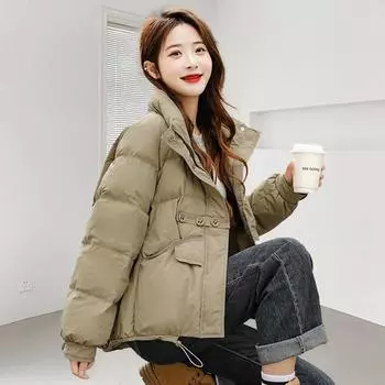 Короткая куртка-пуховик осень-зима женская белая куртка-пуховик с воротником-стойкой S белый