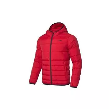Короткая куртка-пуховик с капюшоном Li Ning Training Series, зимняя мужская куртка красного цвета AYMP053-10 M